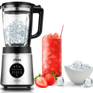 BATIDORA UFESA VASO 1,75L 1800W ROCK CRYSTAL JARRA CRISTAL INOX Control de velocidad electrónico con PANTALLA DIGITAL 4 PROGRAMAS: BATIDO,exprimir, pica-hielo y auto-limpieza 6 CUCHILLAS ACERO INOX