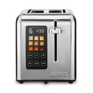 TOSTADOR UFESA 2 RANURAS CORTAS 950W DIGITAL PERFECT TOASTER / 9 NIVELES DE TOSTADO CON DISPLAY / FUNCIÓN ESPECIAL QUE PERMITE TOSTAR SOLO LA PARTE SUPERIOR DEL PAN Y CALENTAR EL INTERIOR / DISEÑO DE ACERO INOXIDABLE