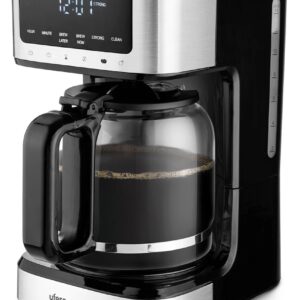 CAFETERA UFESA GOTEO 900 W CAPACIDAD: 14 TAZAS DE CAFÉ, 1,8L PANTALLA TÁCTIL CUERPO DE ACERO INOXIDABLE PREPARACIÓN PROGRAMABLE EMBUDO EXTRAÍBLE VERTICALMENTE CON FILTRO DE NYLON. PROTECCIÓN ANTIEBULLICIÓN. JARRA DE CRISTAL Y EMBUDO APTOS PARA LAVAVAJILLA