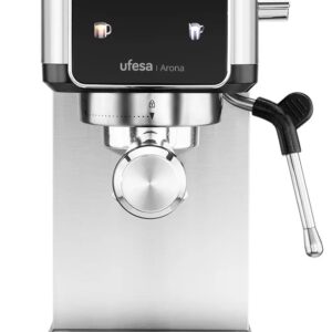 CAFETERA UFESA EXPRESS PANEL DE CONTROL TÁCTIL EN COLOR FUNCIÓN ESPRESSO COOL INCLUIDA SISTEMA THERMOBLOCK BOMBA DE PRESIÓN DE 20 BARES DEPÓSITO DE AGUA EXTRAÍBLE DE 1L PORTAFILTRO METÁLICO PARA 1 Ó 2 TAZAS VARILLA DE VAPOR AJUSTABLE BANDEJA RECOGEGOTAS E