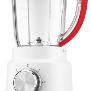 BATIDORA UFESA VASO 1,5L 600W BLANCA TAPA CON CIERRE HERMÉTICO CON APERTURA PARA INTRODUCIR ALIMENTOS 2 VELOCIDADES + TURBO 4 CUCHILLAS EXTRAÍBLES DE ACERO INOXIDABLE BLOQUEO DE SEGURIDAD JARRA APTA PARA LAVAVAJILLAS PIES ANTIDESLIZANTES PROTECCIÓN