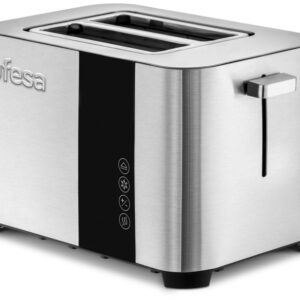 TOSTADOR UFESA 2 RANURAS CORTAS DIGITAL ACERO INOXIDABLE 7 NIVELES DE TOSTADO TRIPLE FUNCIÓN: DESCONGELAR, RECALENTAR Y CANCELAR BANDEJA RECOGE MIGAS RECOGE CABLES EN LA BASE BOCA AMPLIA Y AUTOCENTRADO 850 W