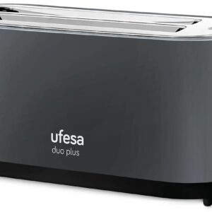 TOSTADOR UFESA 2 RANURAS LARGAS GRIS ANTRACITA SELECTOR ELECTRÓNICO, 7 POSICIONES FUNCIÓN DESCONGELACIÓN, RECALENTAMIENTO, PARADA BANDEJA RECOGEMIGAS RANURAS ANCHAS, PROFUNDIDAD CON AJUSTE PARA CORTES GRUESOS Y DELGADOS CUERPO FRÍO AL TACTO RECOGE CAB